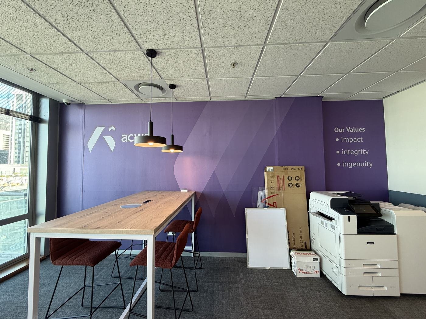 Boardroom with a city view