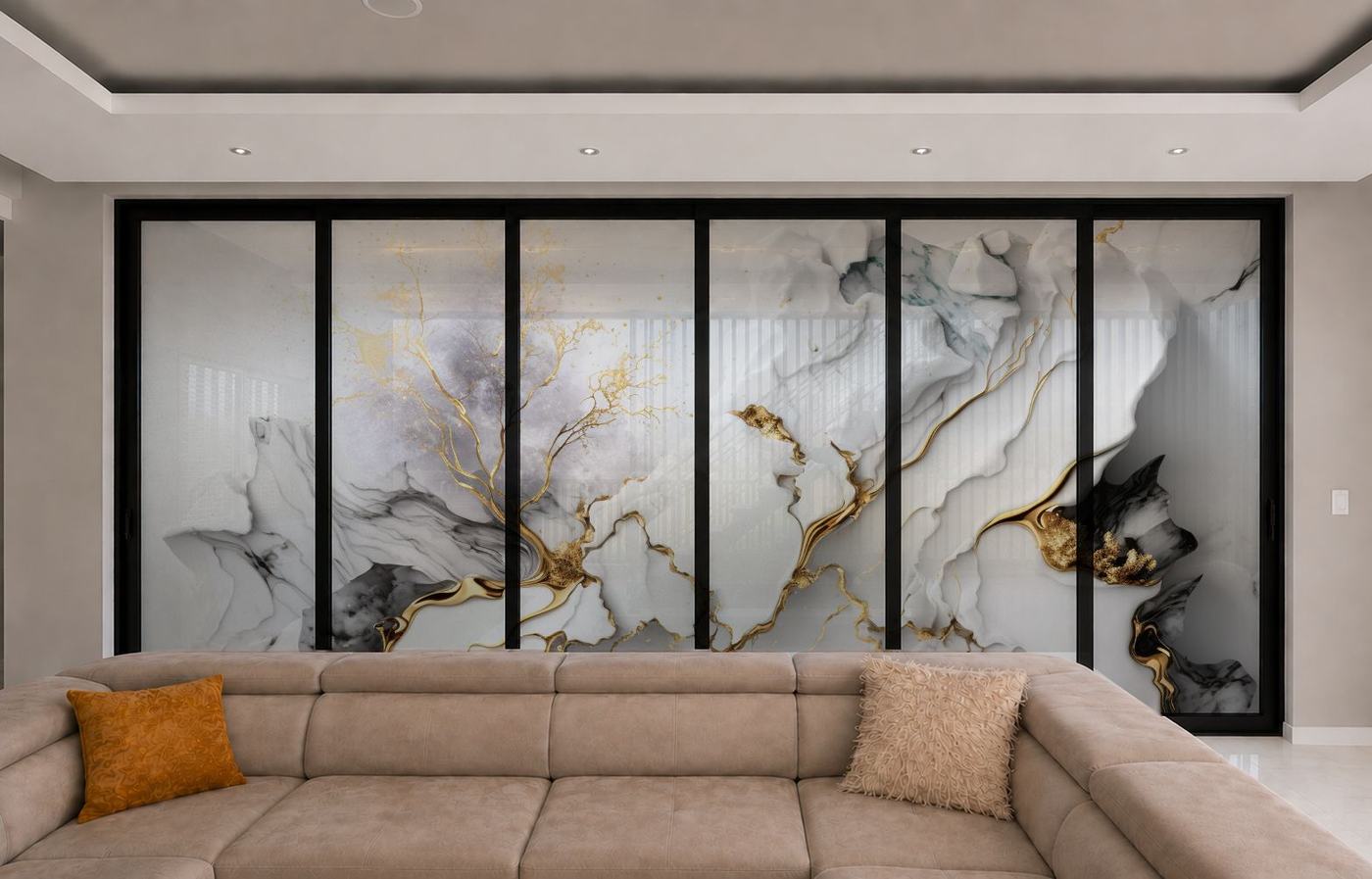 Marble and gold finished doors
