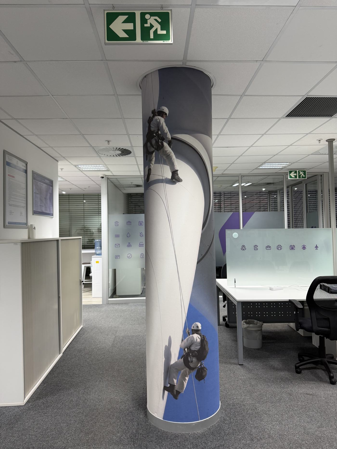 Office column wrapped in film